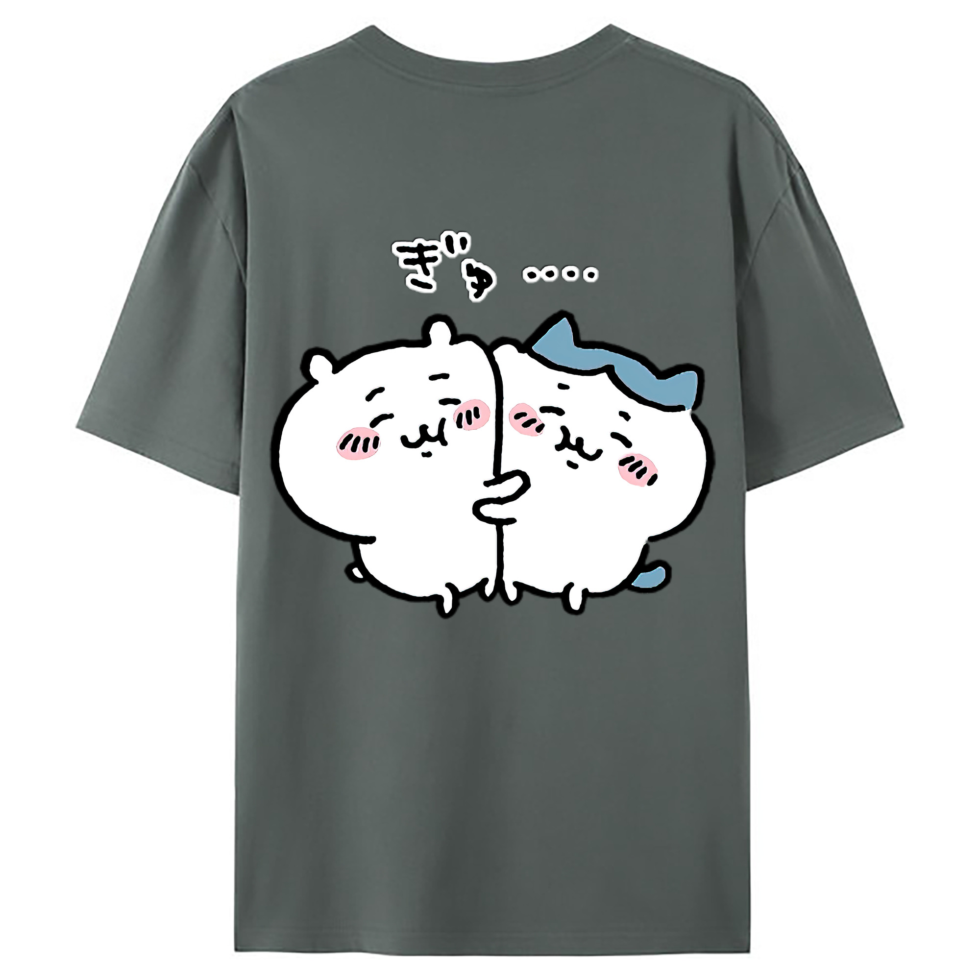 （画像用） ちいかわ ハチワレ Chii-kawa hachiware 綿100％ メンズ半袖Tシャツ（バックプリント） 通気性